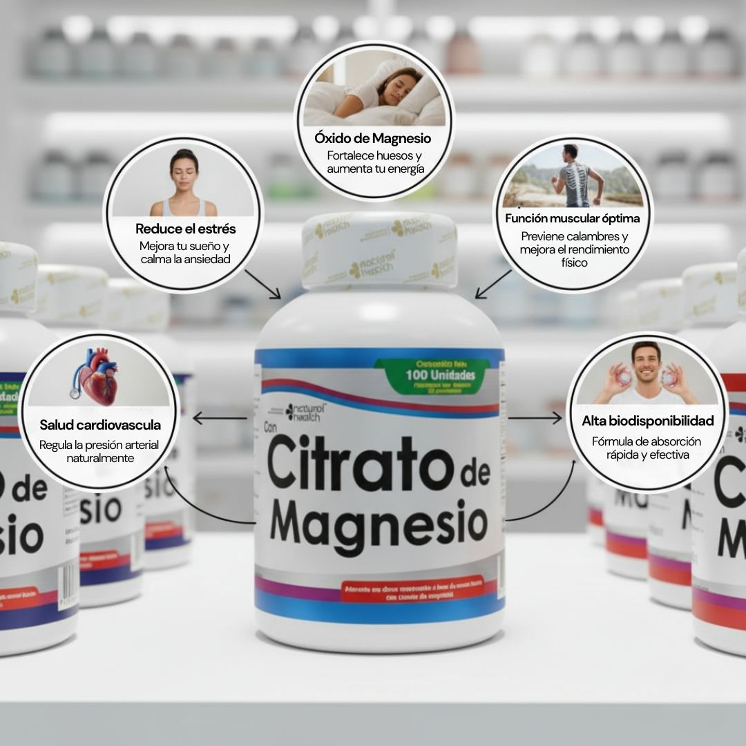 CITRATO DE MAGNESIO: LA FORMA MÁS BIODISPONIBLE Y EFECTIVA DEL MERCADO, MEJORA TU DIGESTIÓN, SUEÑO Y ENERGÍA NATURALMENTE.